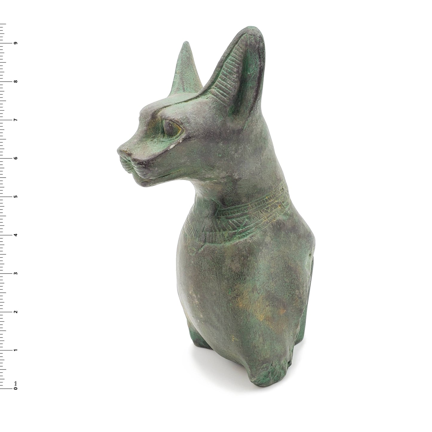 Bastet Cat Bust Statue Patina Large- 9.5" -Egyptian Goddess