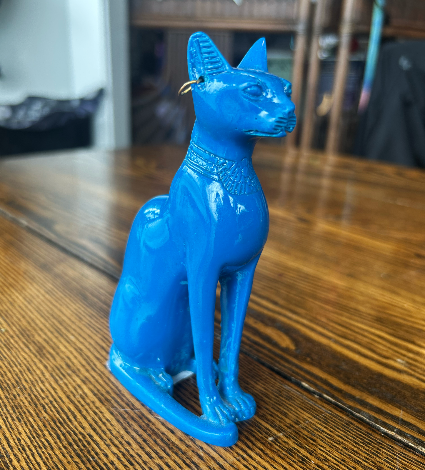 Bastet Cat Blue with Earring - 5.5"