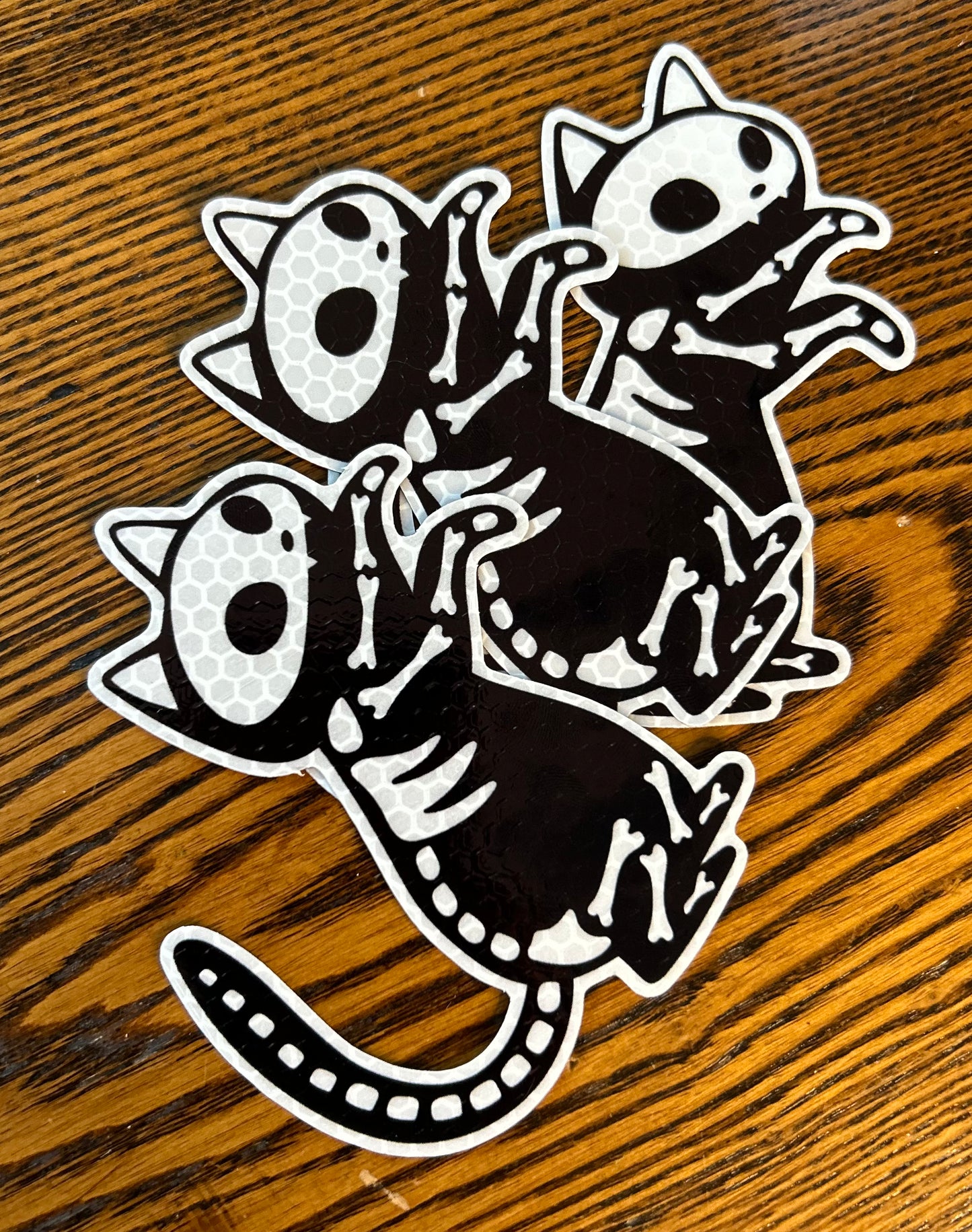 Reflective Skeleton Kitty Magnets