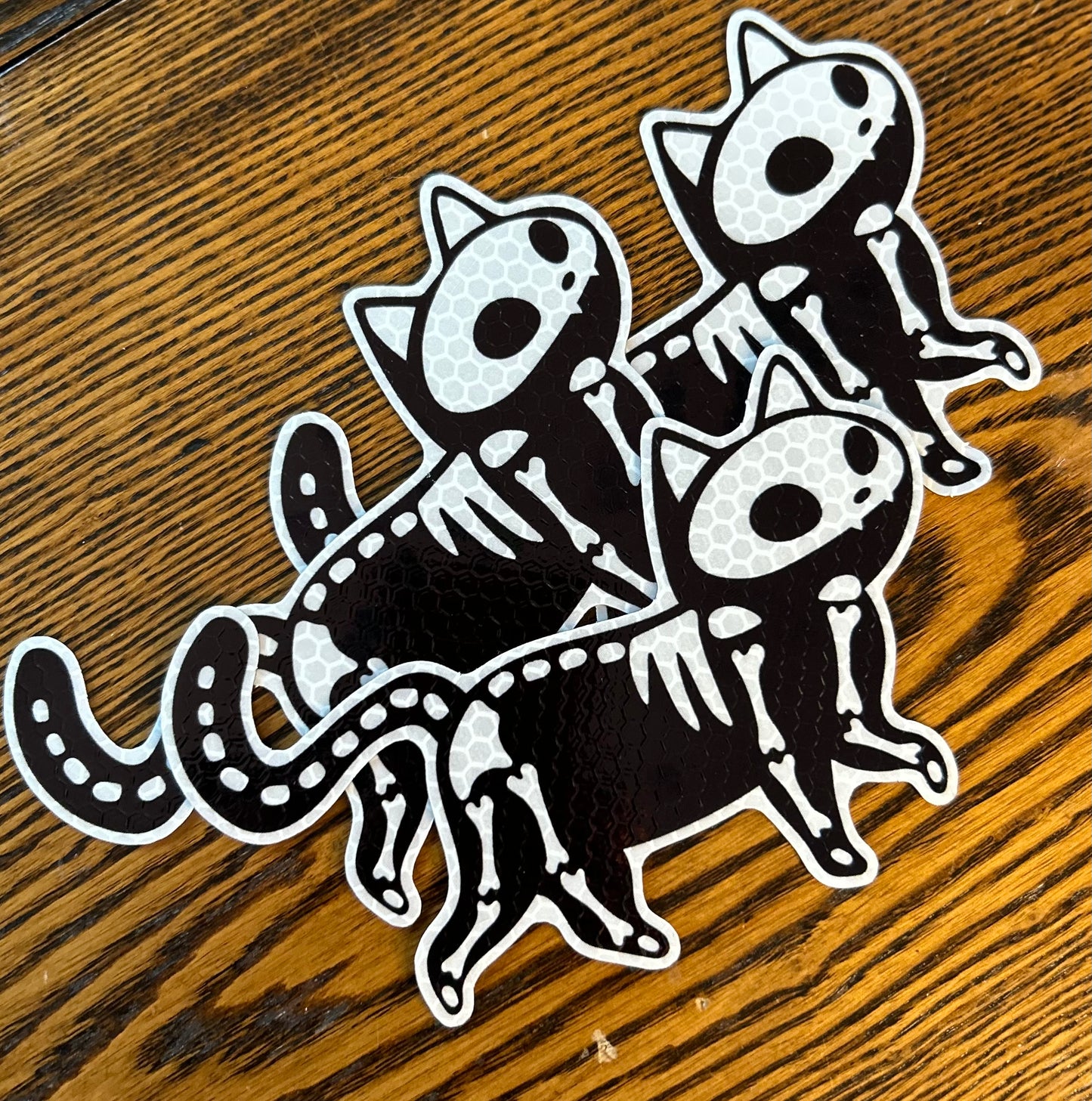 Reflective Skeleton Kitty Magnets