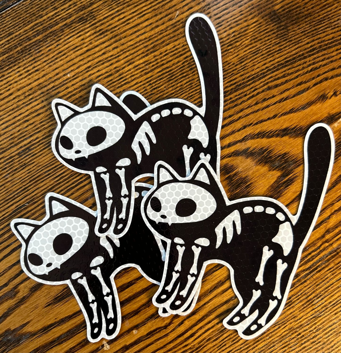 Reflective Skeleton Kitty Magnets