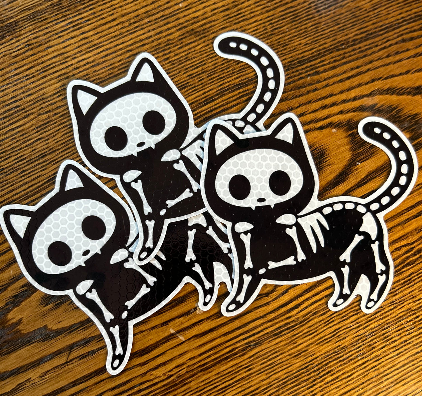 Reflective Skeleton Kitty Magnets