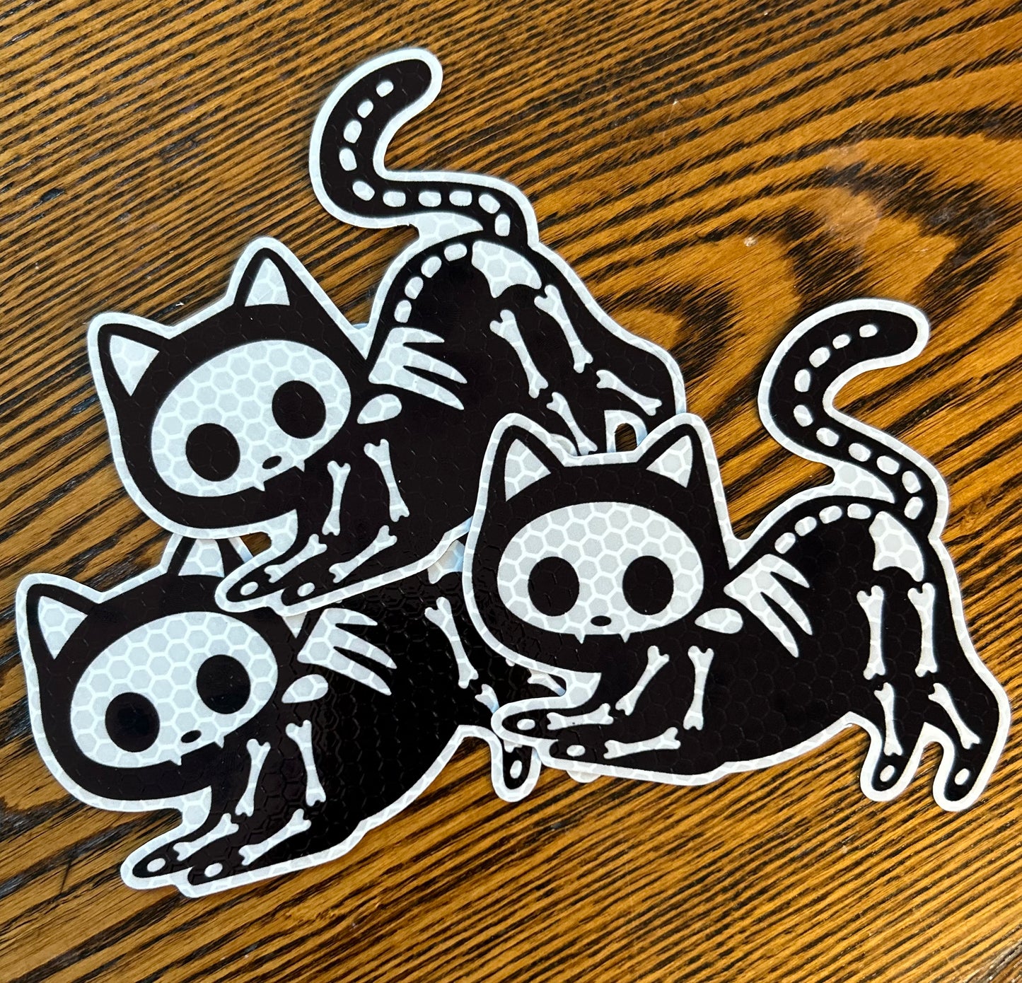 Reflective Skeleton Kitty Magnets