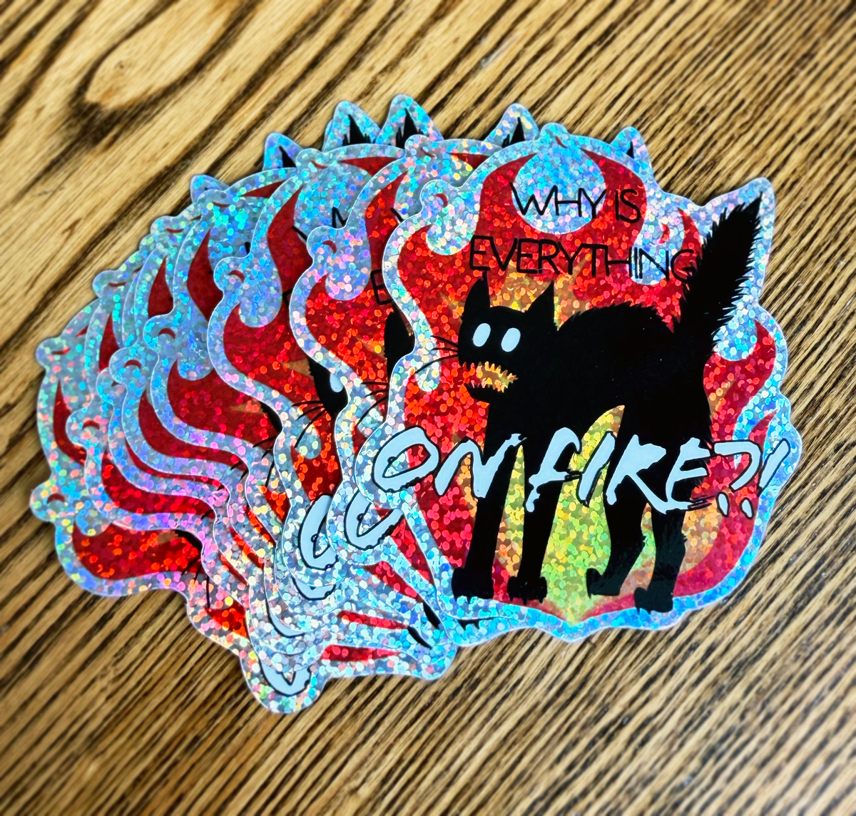 On Fire Holographic Sticker