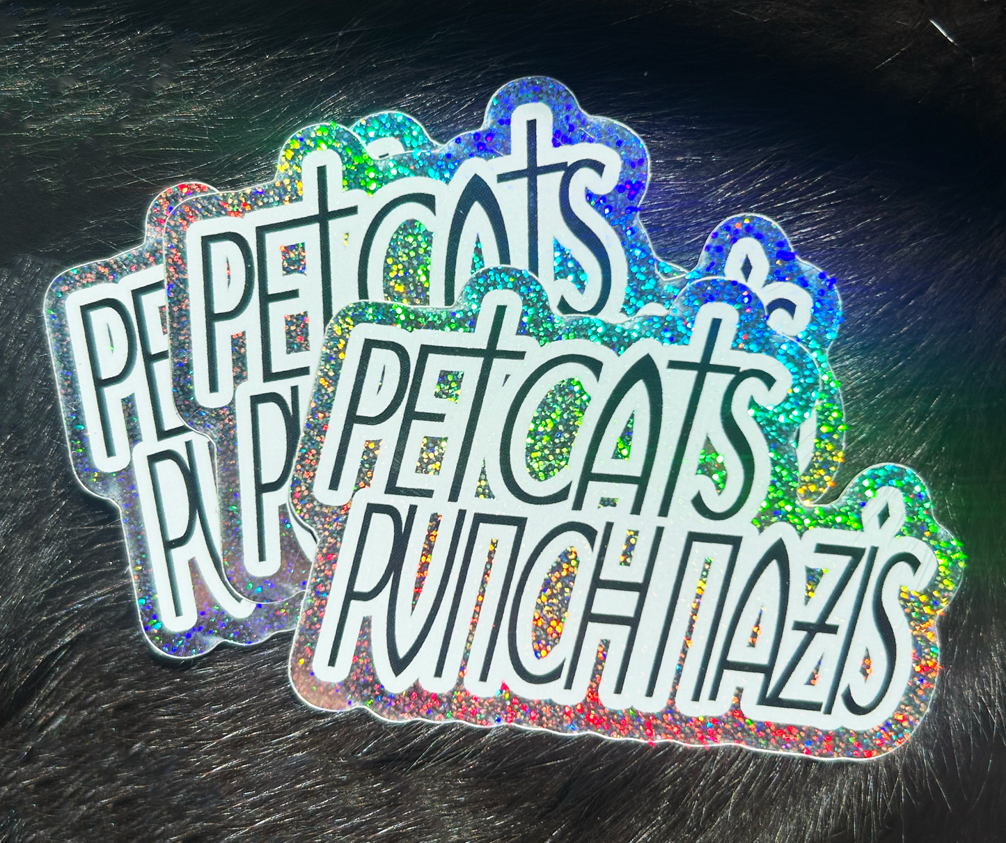 Pets Cats Punch Nazis Glitter Sticker