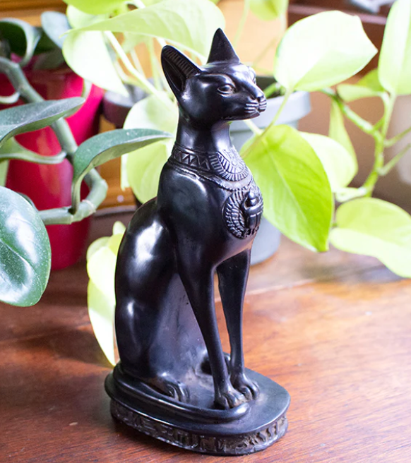 Bastet Cat Statues - Black Medium 8"