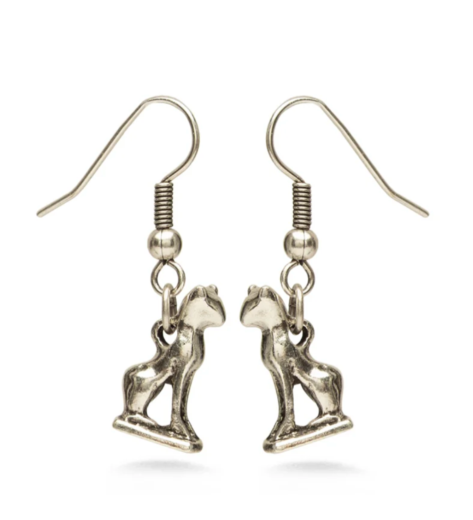 Silver (Antiqued) Bastet Cat Earrings