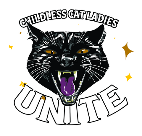 childless cat ladies unite holographic sticker
