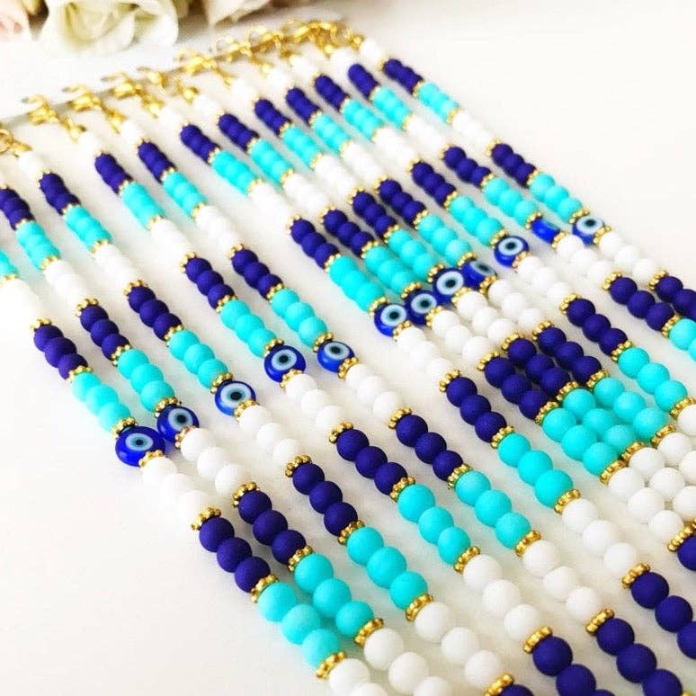 Seed Beads Bracelet, Evil Eye Jewelry, Greek Evil Eye Bracelet