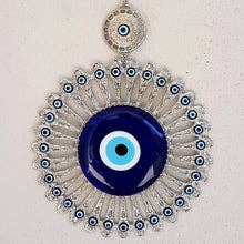 Large Glass Blue Evil Eye Wall Hanging Ornament