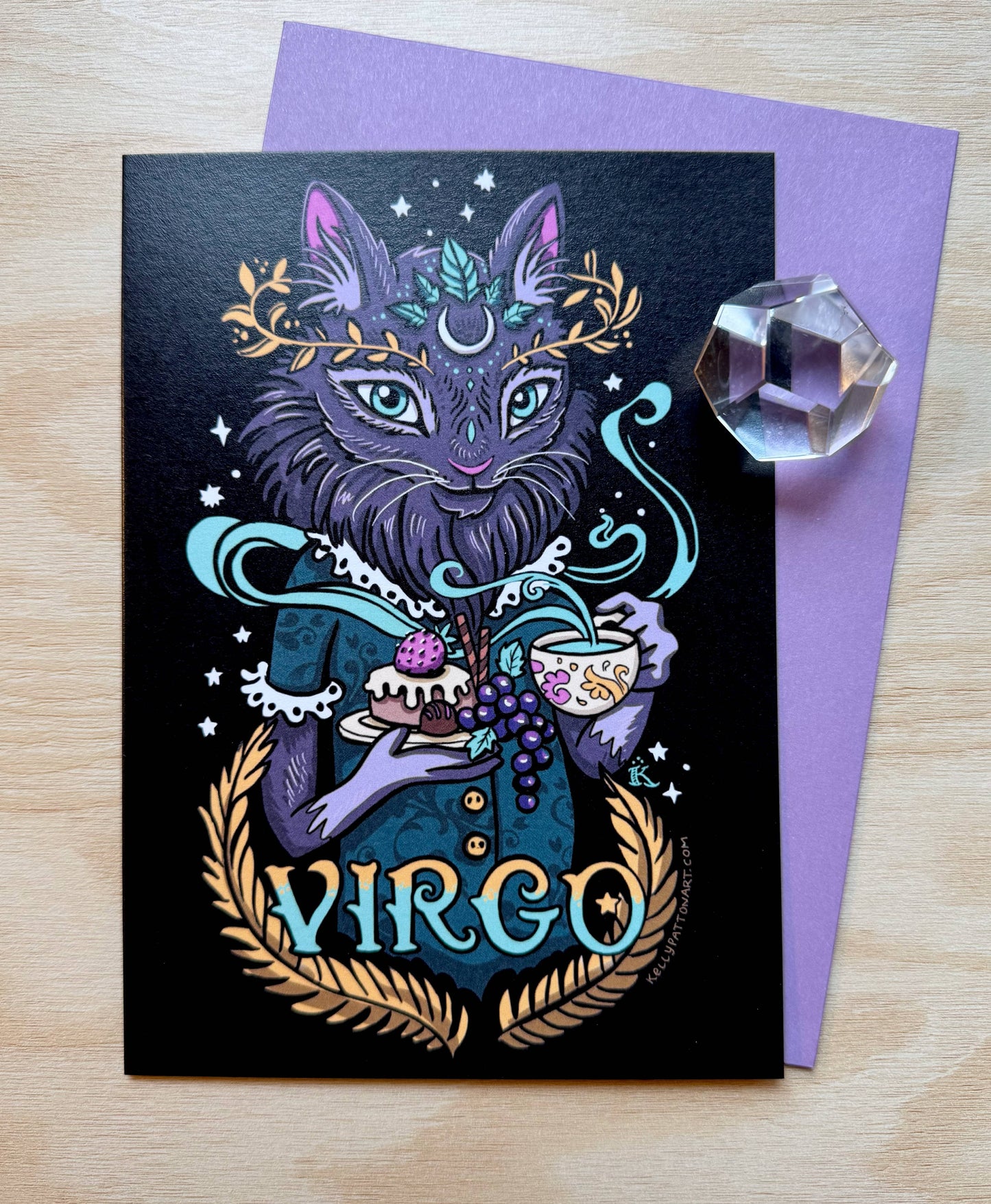 "Virgo" Zodiac Cat Design , 5" x 7" Greeting Card