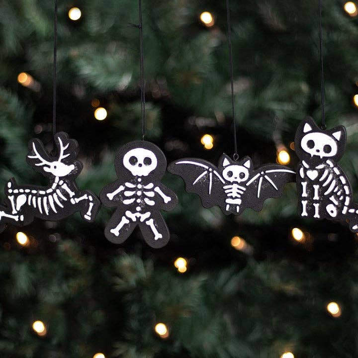 Black Skeleton Ornaments (set of 4)