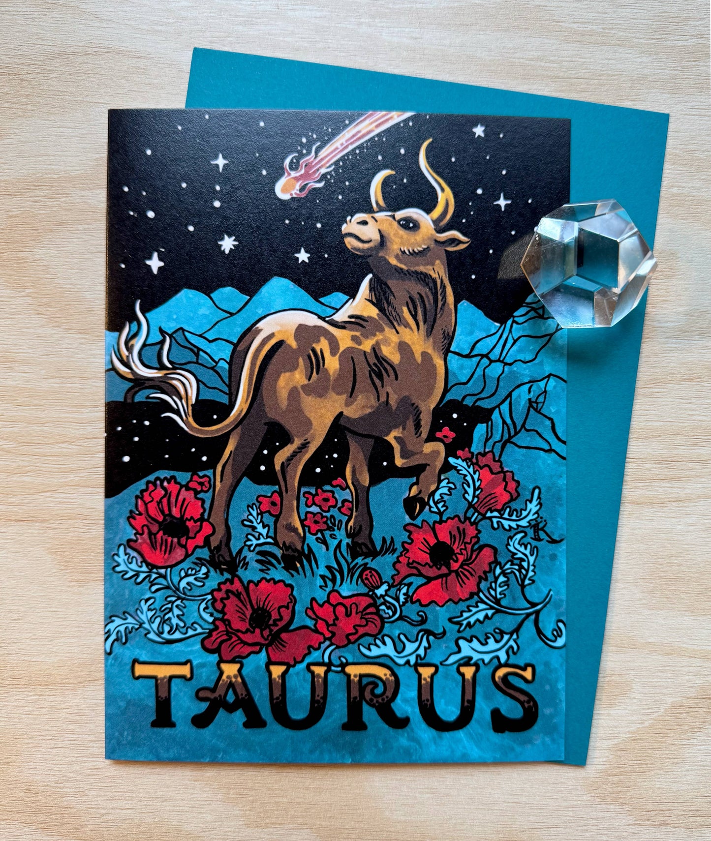 "Taurus" Zodiac Bull Design , 5" x 7" Greeting Card