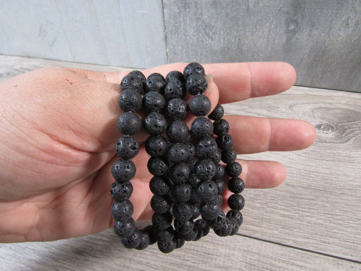 Gemstone 8 mm Round Bracelets: Black Moonstone