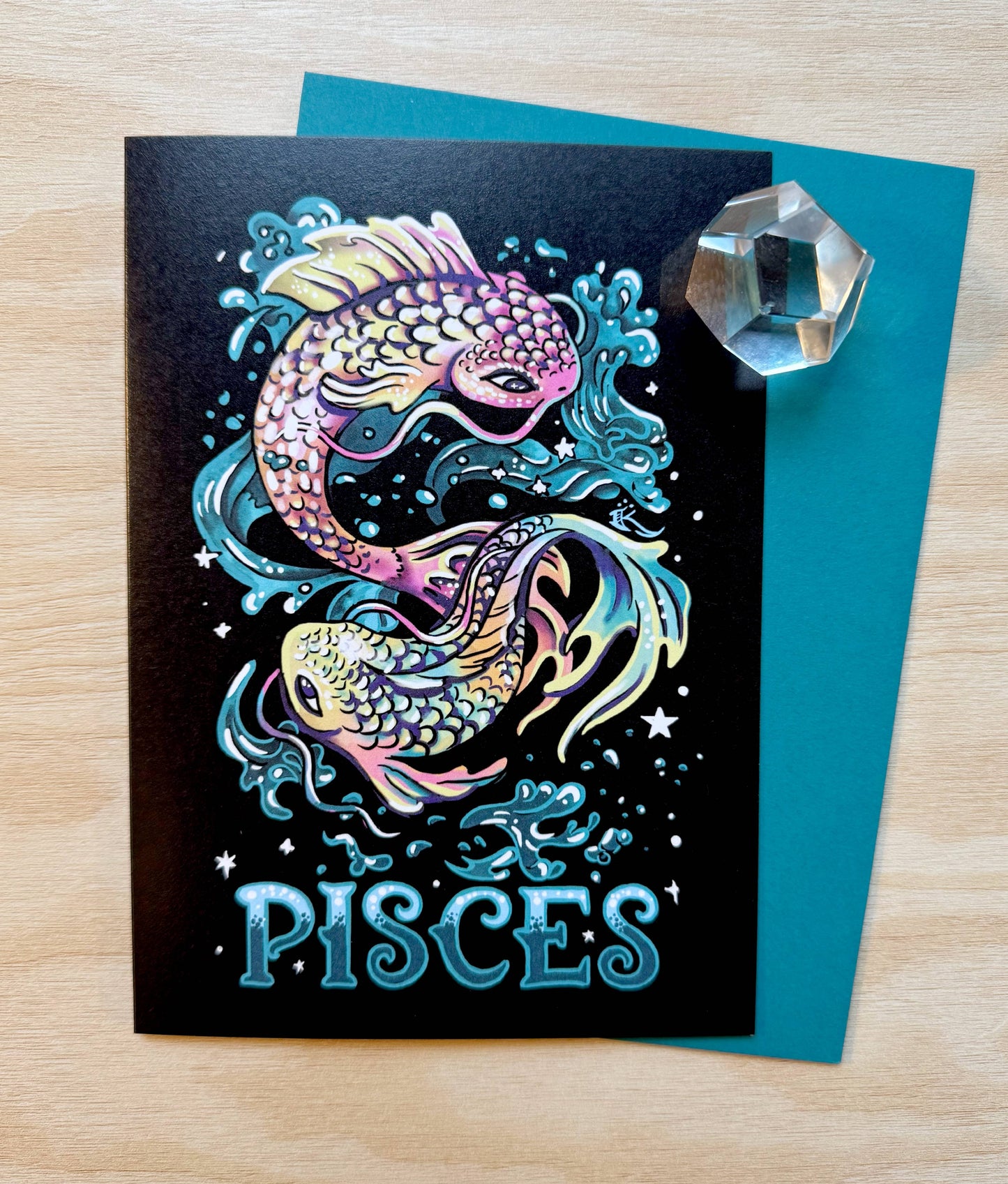 "Pisces" Zodiac Koi Fish Design , 5" x 7" Greeting Card