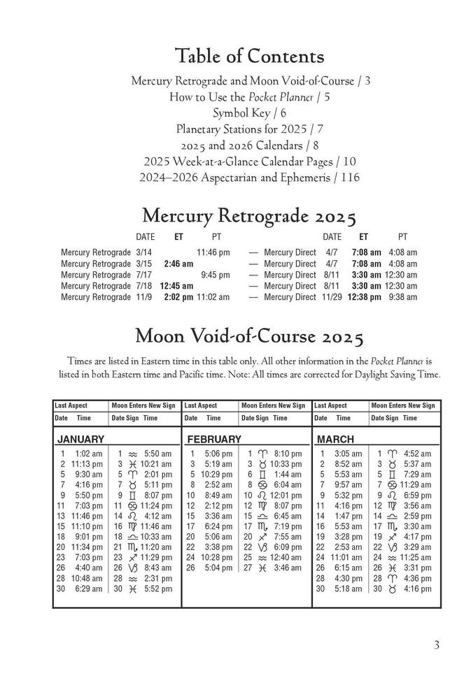 Llewellyn's 2025 Astrological Pocket Planner