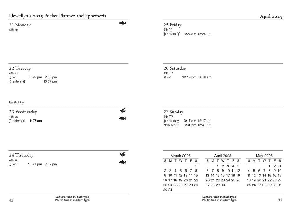 Llewellyn's 2025 Astrological Pocket Planner