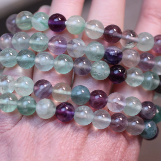 Gemstone 8 mm Round Bracelets: Fluorite