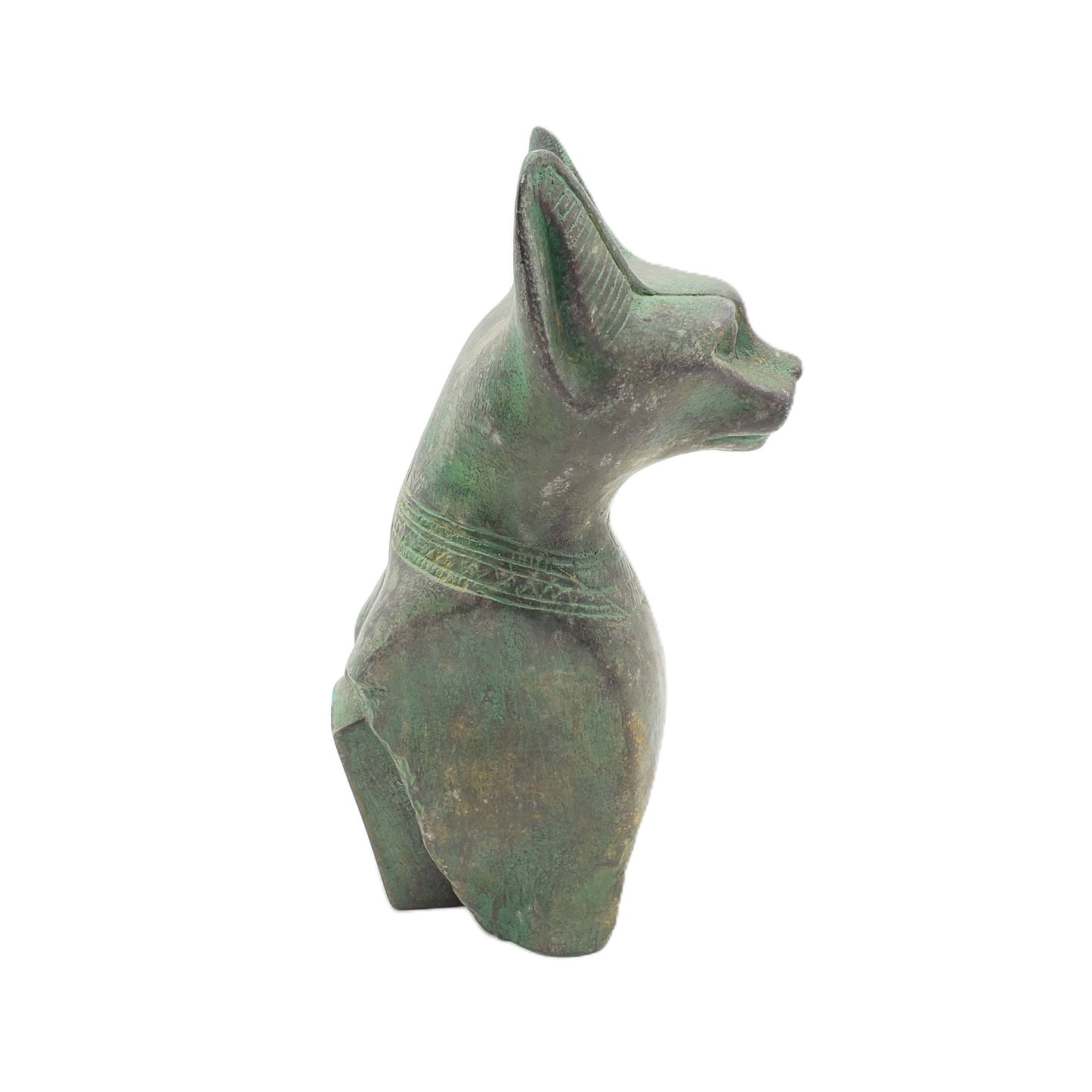 Bastet Cat Bust Statue Patina Large- 9.5" -Egyptian Goddess