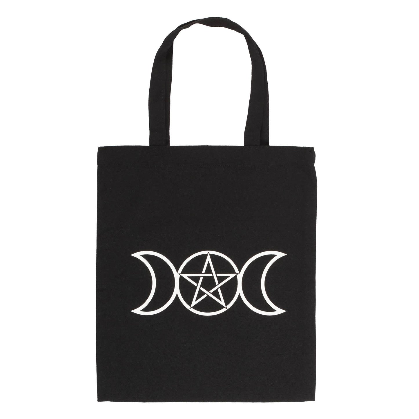 Black Gothic Triple Moon Cotton Tote Bag