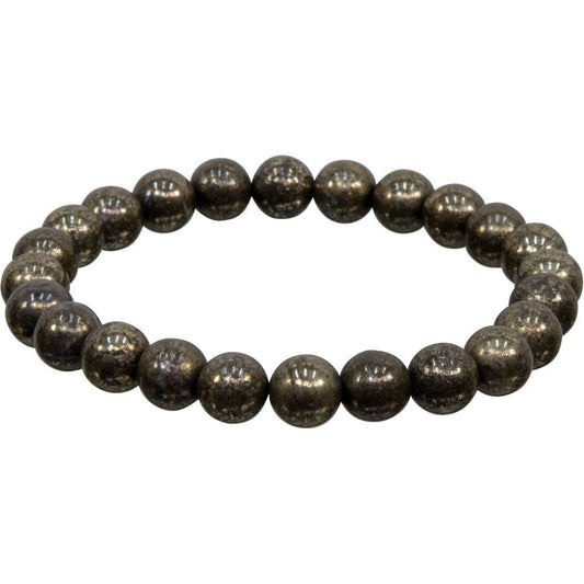 Pyrite Bracelet 8mm Round Beads -