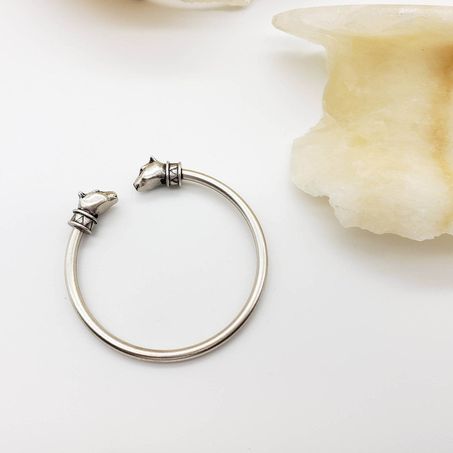 Silver - Egyptian Cat Cuff Bracelet - Silver Finish - Bastet Goddess