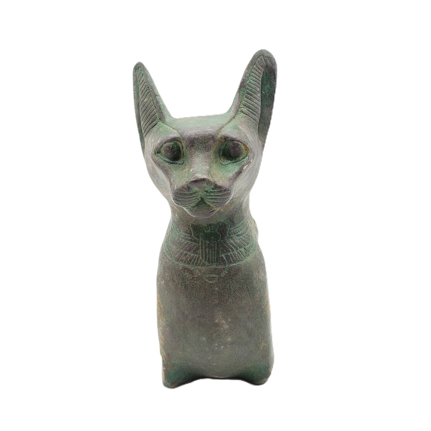 Bastet Cat Bust Statue Patina Large- 9.5" -Egyptian Goddess