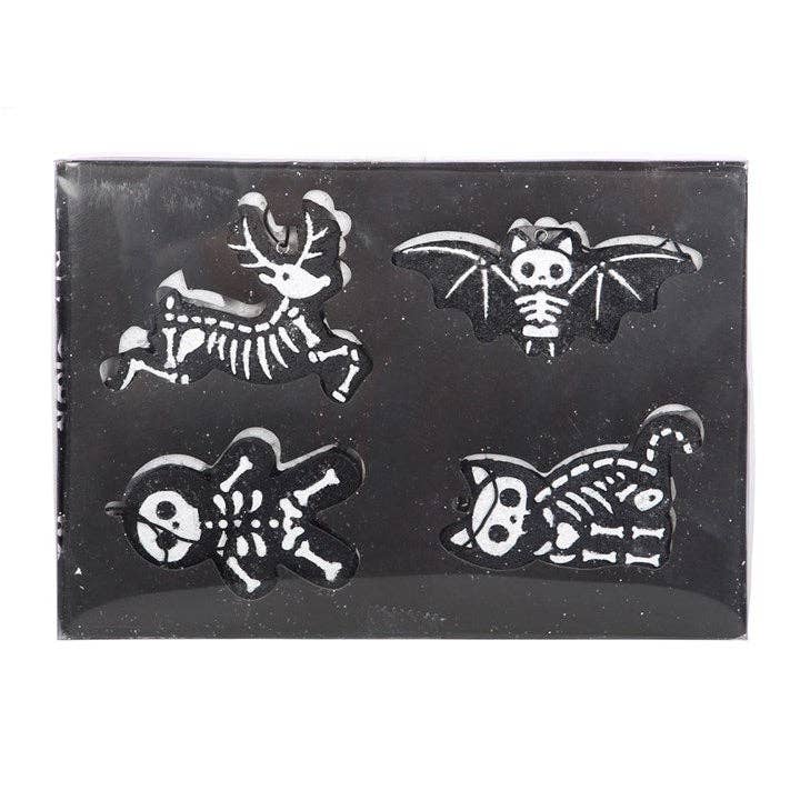 Black Skeleton Ornaments (set of 4)