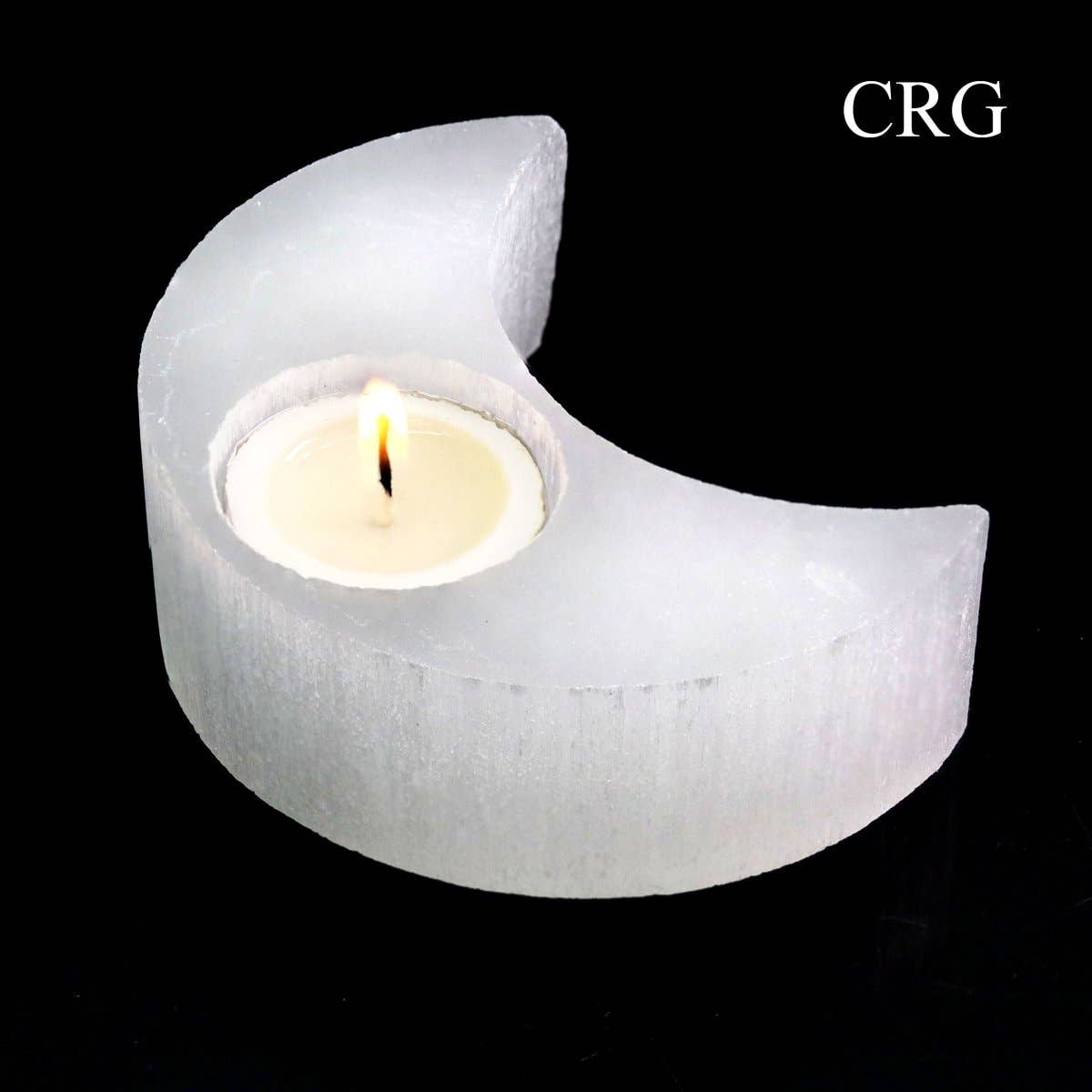 Selenite Moon Tealight Candle Holder Size 4 Inches Crystal Gemstone Home Decor: 1 Piece