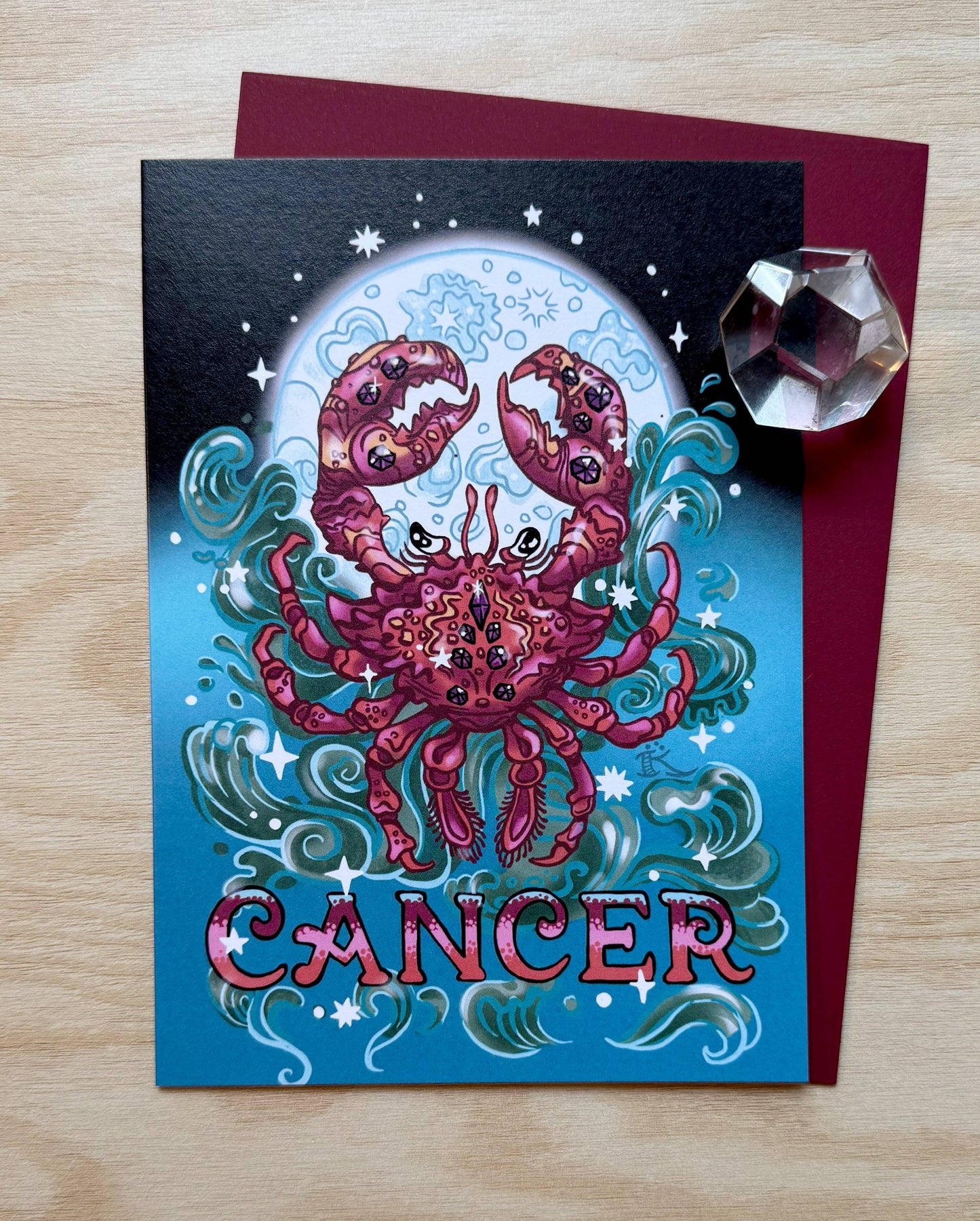 "Cancer" Zodiac Crab Design , 5" x 7" Greeting Card