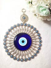 Large Glass Blue Evil Eye Wall Hanging Ornament