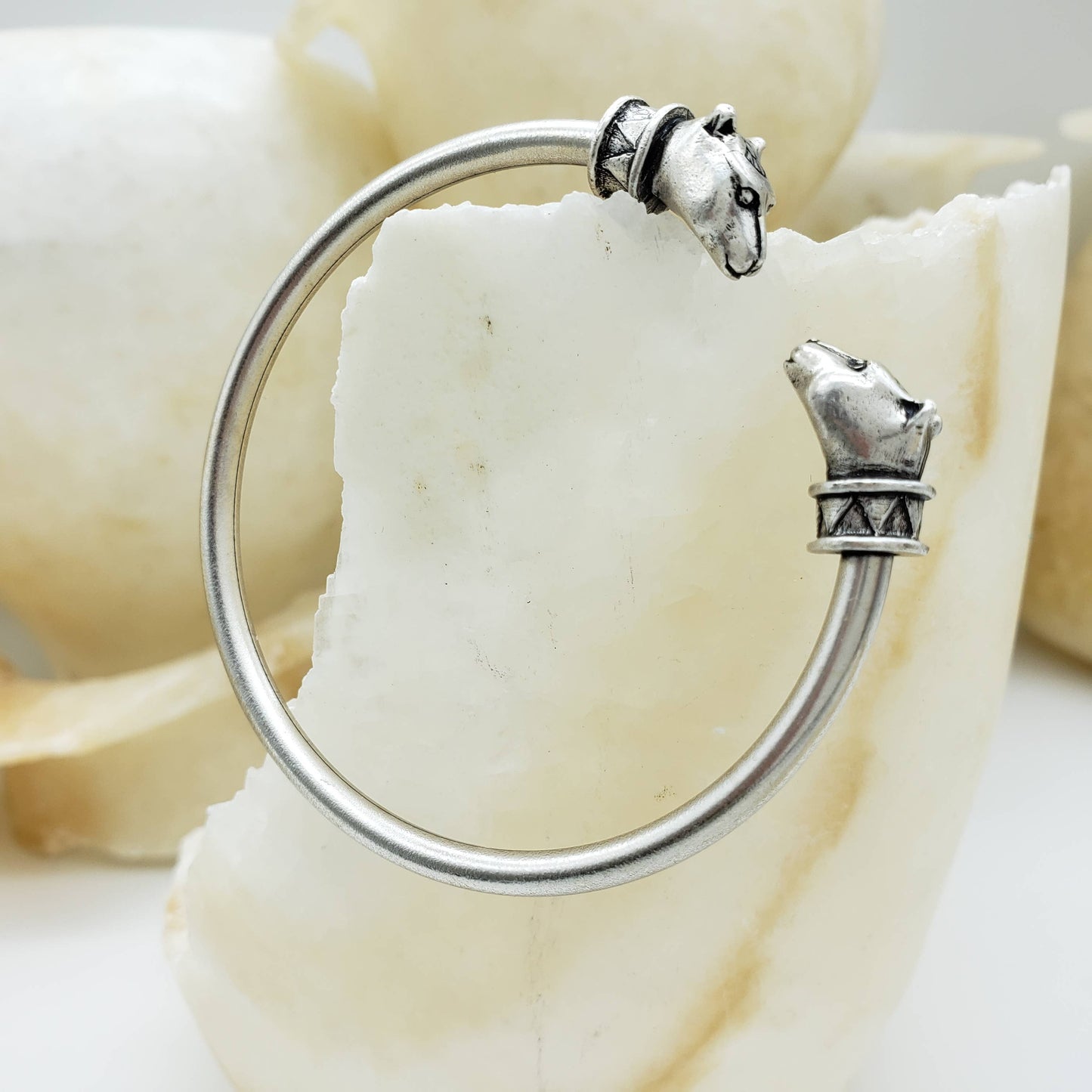 Silver - Egyptian Cat Cuff Bracelet - Silver Finish - Bastet Goddess