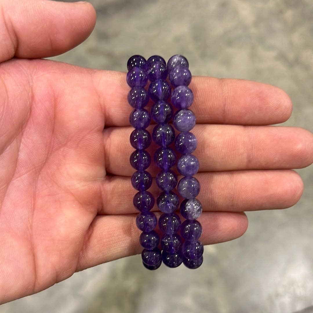 Gemstone 8 mm Round Bracelets: Black Moonstone