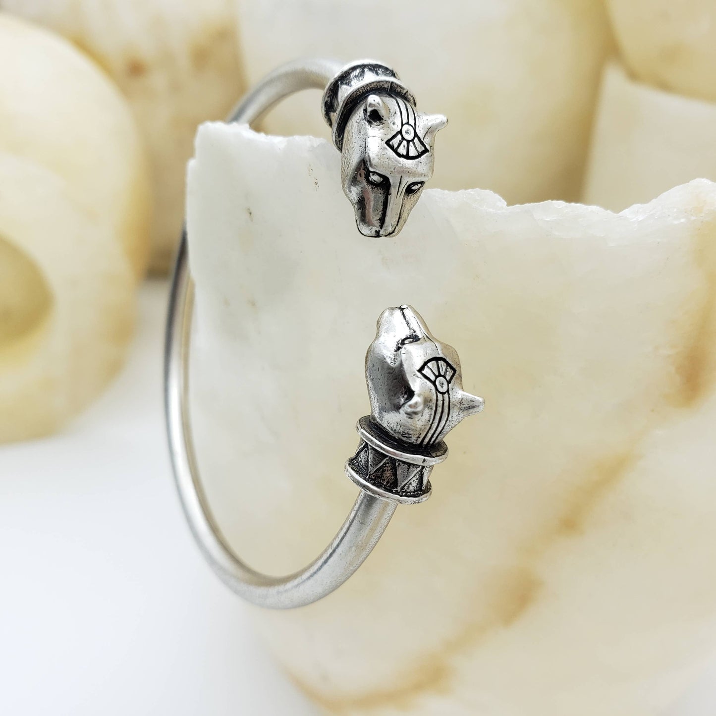 Silver - Egyptian Cat Cuff Bracelet - Silver Finish - Bastet Goddess