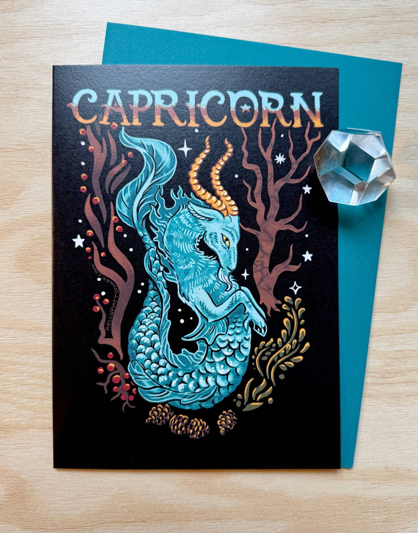 "Capricorn" Zodiac Goat Design , 5" x 7" Greeting Card