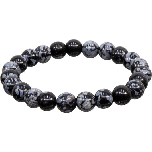 Snowflake Obsidian Bracelet 8mm Round Beads