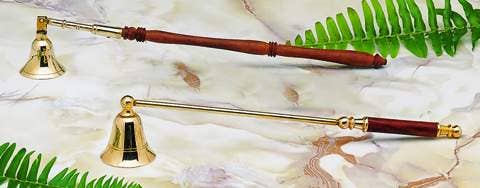 Long Brass / Wood Candle Snuffer 11"