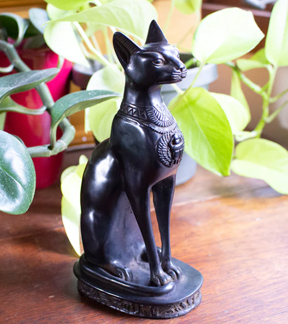 Bastet Cat Statues - Black  Medium 8"