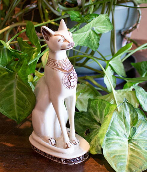 Bastet Cats Statues - White  Medium 8"