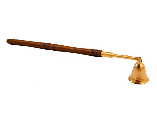 Long Brass / Wood Candle Snuffer 11"