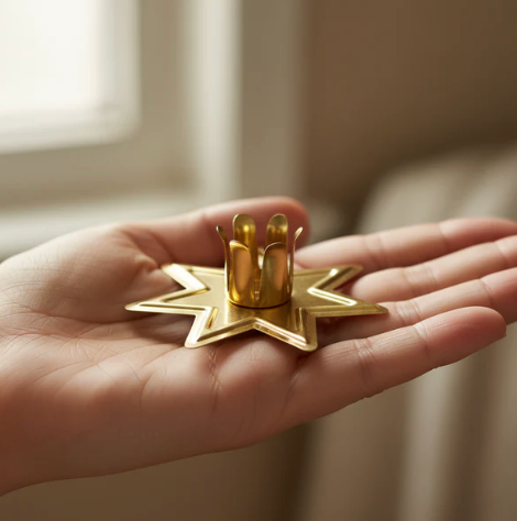 Gold- or Silver-tone Star Candle Holder for 1/2" diameter chime candle