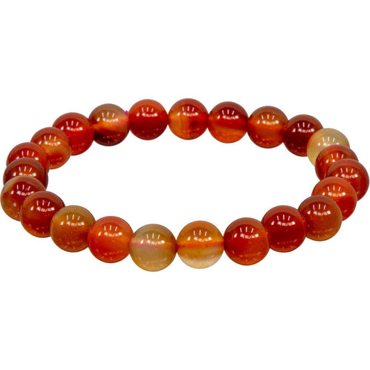 Brown & Red Agate Bracelet 8mm Round Beads