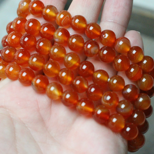 Gemstone 8 mm Round Bracelets: Carnelian A