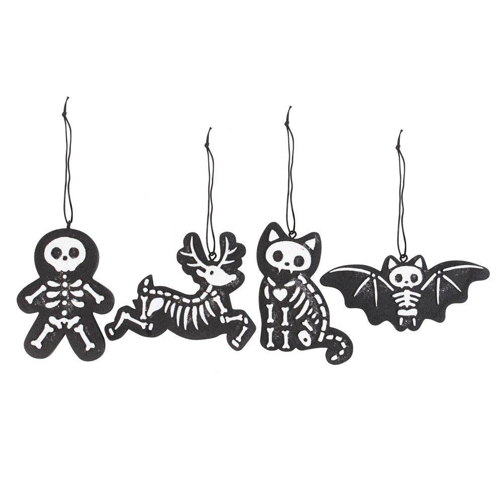 Black Skeleton Ornaments (set of 4)