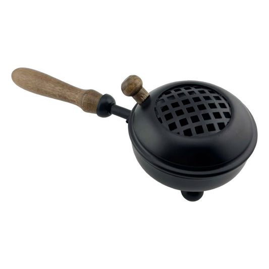 Cast Iron Censer w/lid and wooden handle