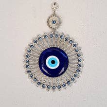 Large Glass Blue Evil Eye Wall Hanging Ornament