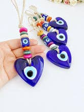 Heart Evil Eye Wall Hanging, Glass Evil Eye Home Decor