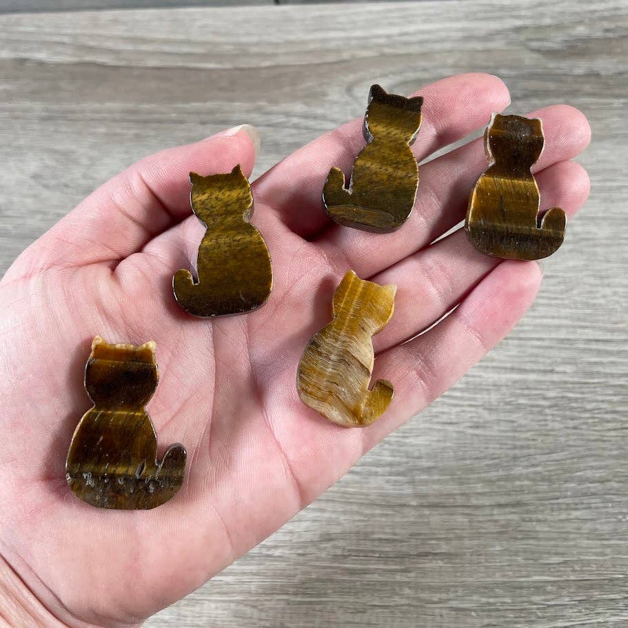 Flat Cat Figurine – Small Crystal Carving for Retailers: Assorted