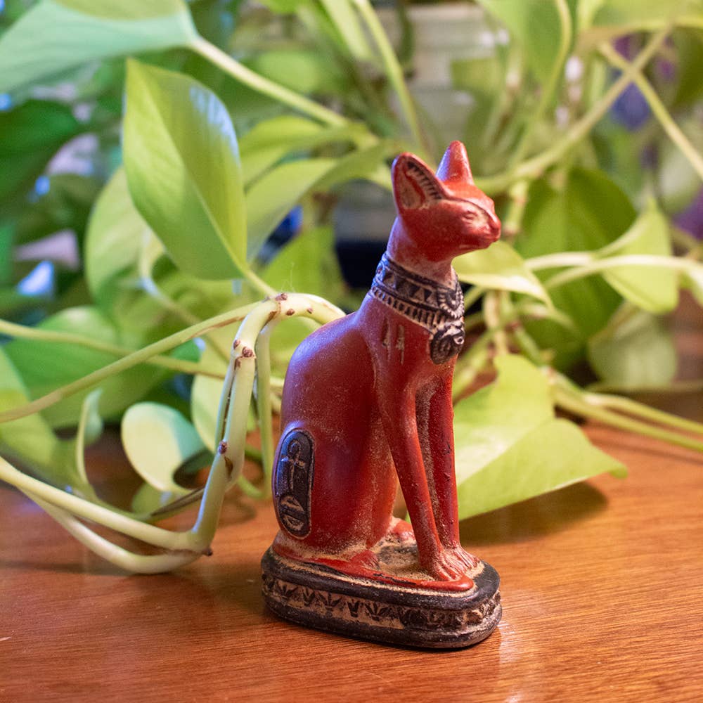 Bastet Cat Red Small - 4.25" - Egyptian Goddess