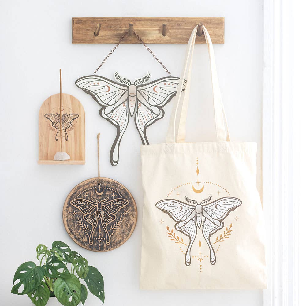 Light Luna Moth Tote Bag (Polycotton)